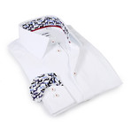 Solid Dress Shirt // 6-Way Stretch // White + Print (L)