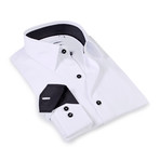 Solid Dress Shirt // 6-Way Stretch // White + Black (L)