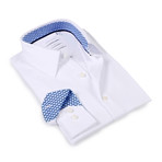 Solid Dress Shirt // 6-Way Stretch // White + Blue (L)