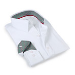 Solid Dress Shirt // 6-Way Stretch // White + Green (M)