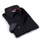 Solid Dress Shirt // 6-Way Stretch // Black + Black (L)