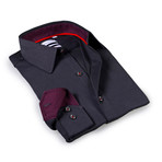 Solid Dress Shirt // 6-Way Stretch // Charcoal + Burgundy (XL)