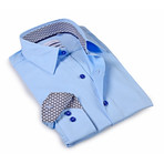 Solid Dress Shirt // 6-Way Stretch // Sky Blue + Blue (3XL)