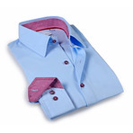 Solid Dress Shirt // 6-Way Stretch // Sky Blue + Burgundy (S)