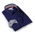 Solid Dress Shirt // 6-Way Stretch // Navy + Gray (S)