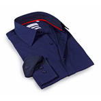 Solid Dress Shirt // 6-Way Stretch // Navy + Navy (2XL)