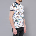 Feather Printed Polo Shirt // Beige (XL)