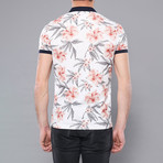 Tropical Floral Printed Polo Shirt // White (2XL)