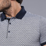 Square Printed Polo Shirt // Gray (XL)