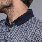Square Printed Polo Shirt // Smoked (M)