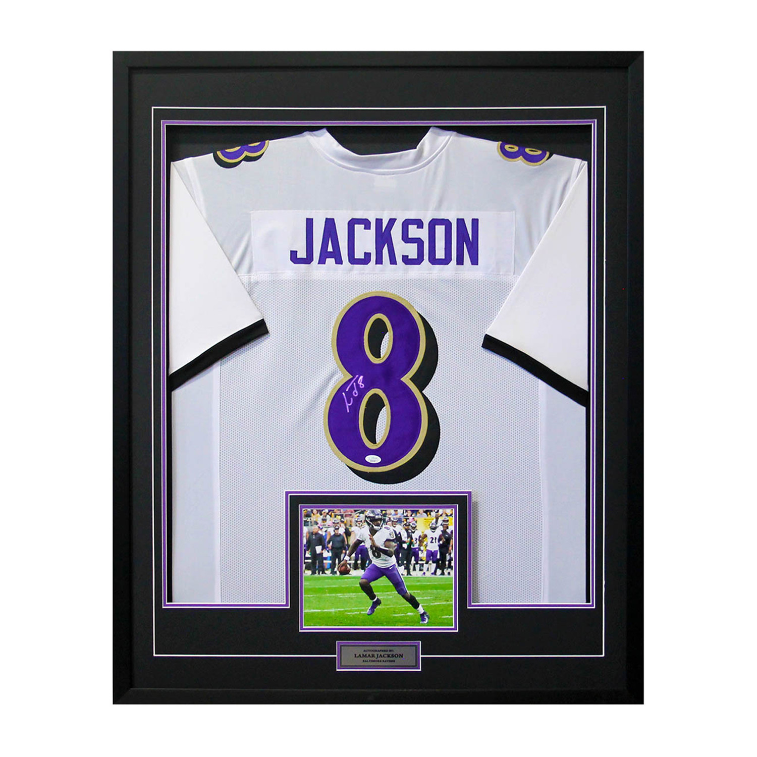 lamar jackson signed jersey framed