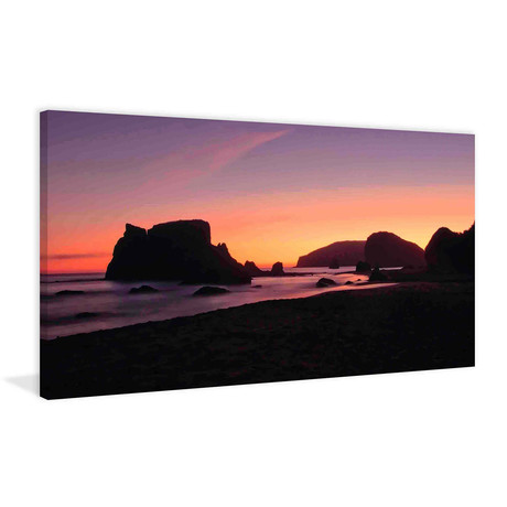 Oregon Coast Silhouette // Painting Print on Wrapped Canvas (12"W x 6"H x 1.5"D)