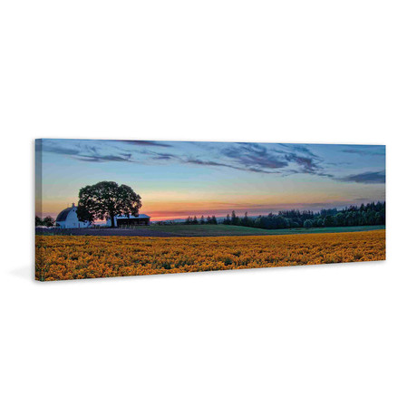 Sundown on the Farm // Painting Print on Wrapped Canvas (15"W x 5"H x 1.5"D)