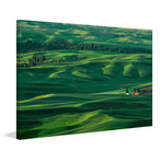 Red Barn in the Morning Light // Painting Print on Wrapped Canvas (12"W x 8"H x 1.5"D)