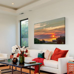 Barn on the Ridge at Sunset // Painting Print on Wrapped Canvas (12"W x 8"H x 1.5"D)