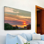 Barn on the Ridge at Sunset // Painting Print on Wrapped Canvas (12"W x 8"H x 1.5"D)