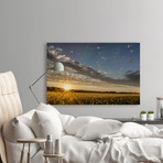 Sunset Over the Golden Meadow // Painting Print on Wrapped Canvas (12"W x 8"H x 1.5"D)