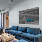 Blue Barn on a Country Road // Painting Print on Wrapped Canvas (12"W x 8"H x 1.5"D)