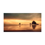 Haystack Sunset // Painting Print on Wrapped Canvas (12"W x 6"H x 1.5"D)