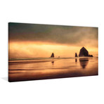 Haystack Sunset // Painting Print on Wrapped Canvas (12"W x 6"H x 1.5"D)