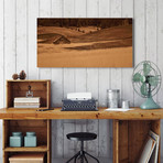 Brown Barn in the Blonde Grasses // Painting Print on Wrapped Canvas (12"W x 6"H x 1.5"D)