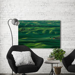 Red Barn in the Morning Light // Painting Print on Wrapped Canvas (12"W x 8"H x 1.5"D)