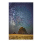 Sparkling Skies Over Haystack Rock // Painting Print on Wrapped Canvas (8"W x 12"H x 1.5"D)