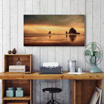 Haystack Sunset // Painting Print on Wrapped Canvas (12"W x 6"H x 1.5"D)