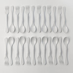 Eco Flatware // 24 Pack // Blue + White