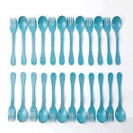 Eco Flatware // 24 Pack // Blue + White