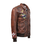 Top Gun® Flying Tigers Leather Jacket // Brown (S)