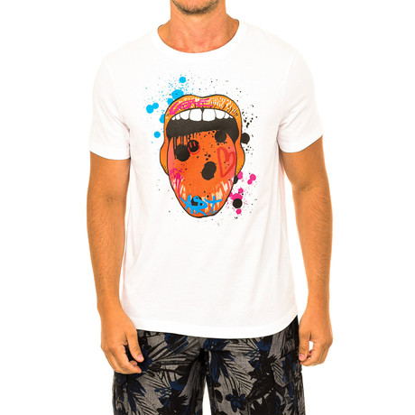 Short Sleeve Mouth T-Shirt // White + Multicolor (XS)