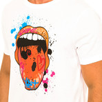 Short Sleeve Mouth T-Shirt // White + Multicolor (XS)