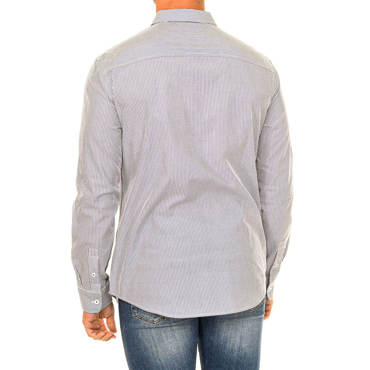 Long Sleeve Shirt // Blue + White (M) - Armani Exchange - Touch of Modern