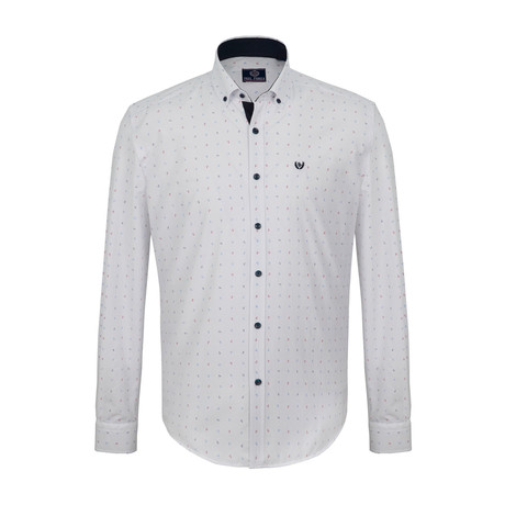 Marcel Button Down Shirt // White + Blue (S)