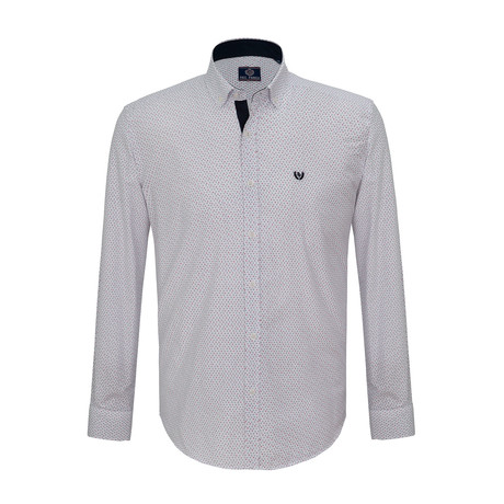 Lachlan Plaid Button Down Shirt // White + Navy (S)