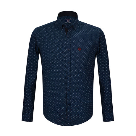 Fergus Plaid Button Down Shirt // Navy (XL)