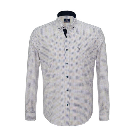 Chris Plaid Button Down Shirt // White + Navy (S)