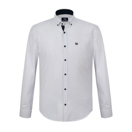 Sean Button Down Shirt // White + Navy (S)