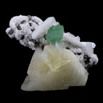 Calcite with Green Apophyllite and White Stilbite