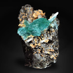 Apophyllite Deep Green Crystal with Stilbite on Matrix