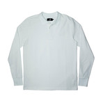 Mens Solid Pique Long Sleeve Polo // White (M)