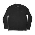 Solid Pique Long Sleeve Polo // Black (M)