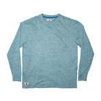 Linen Effect Long Sleeve T-Shirt // Sea Blue (XL)