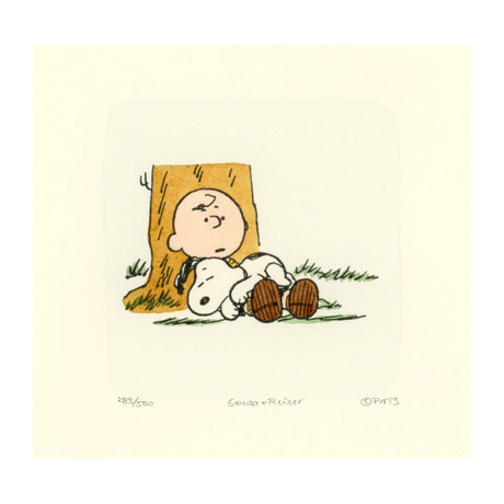 Charlie Brown & Snoopy // Hand Painted Etching (Unframed)