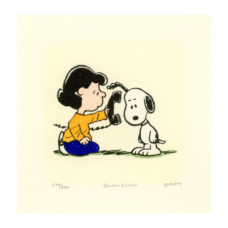 Lucy & Snoopy // Phone // Hand Painted Etching (Unframed)
