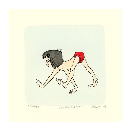 Mowgli // All Fours // Hand Painted Etching (Unframed)