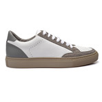 Two-Tone Leather Fashion Sneaker // White + Gray (Euro: 43)