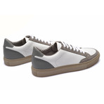 Two-Tone Leather Fashion Sneaker // White + Gray (Euro: 39)