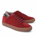 Two-Tone Suede Fashion Sneaker // Red + Gray (Euro: 43)